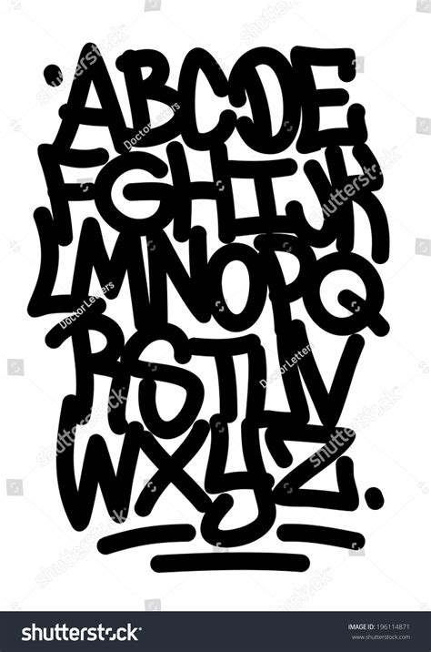 Hand Written Graffiti Font Alphabet Vector Stock Vector Royalty Free