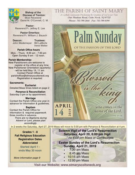 Palm Sunday Bulletin For April 14 2019 By The Parish Of Saint Mary Issuu