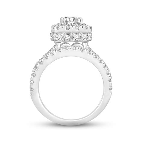 diamond halo bridal set 2 3 4 ct tw round cut 14k white gold kay outlet