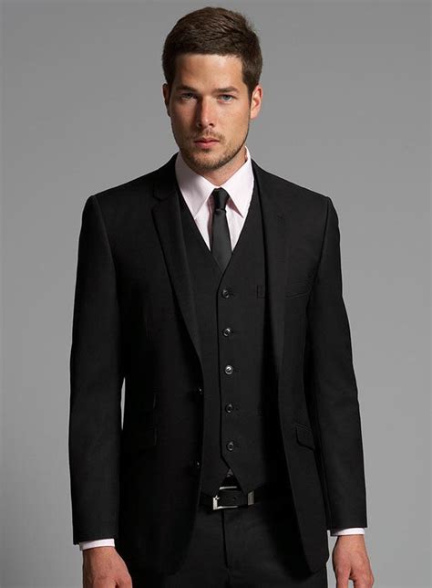 Shirt & tie included + free shipping! Generous Black Suit Mens Wedding Suits 2019 Notched Lapel ...