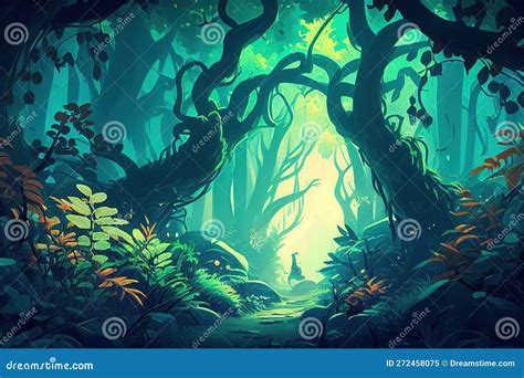 Fairytale Fantasy Forest Abstract Trees Magic Illustration