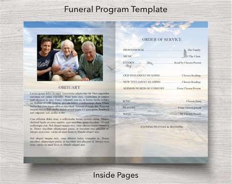 4 Page Beach Program Sign Slide Show Thank You And Invite Funeral