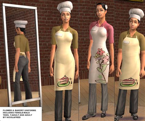 Mod The Sims Flower And Bakery Uniforms By Nicolafred Uniform Work