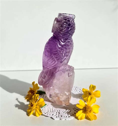 Amethyst Owl Hand Carved Positively Charged And Programmed Etsy