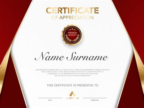 Premium Vector Certificate Template Red And Gold Luxury Style Image