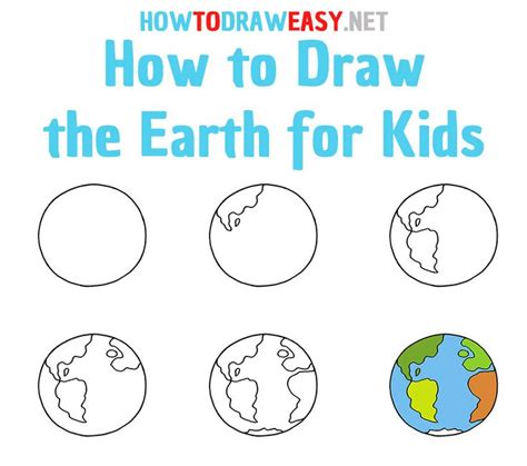 How To Draw The Earth Step By Step Earth For Kids Drawing Lessons