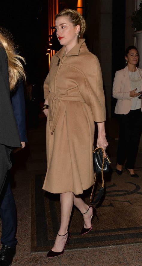 Amber Heard In A Beige Coat Night Out In Paris Celeb Donut