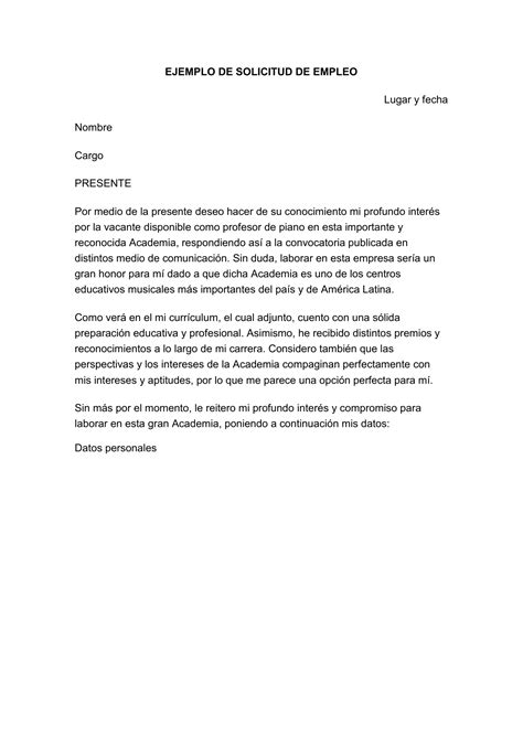 Carta De Amonestacion Carta De Solicitud De Empleo En Ingles Pdmrea
