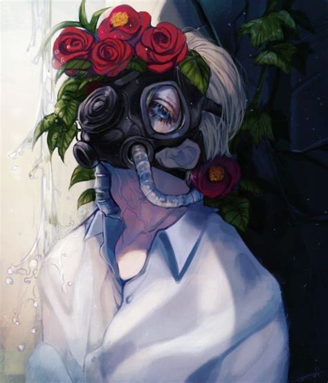 Man wearing protective gas mask against air pollution, people suffering from industrial smog vector illustration. Gas mask anime | Anime art, Anime, Gas mask art