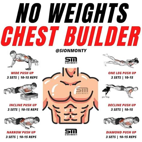 No Weights Chest Builder Chest Workout At Home Gym Workouts For Men Workout Routine For Men