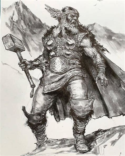 Thor By Karl Kopinski Thor Art Warrior Drawing Viking Drawings