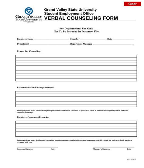 Free Employee Counseling Form Pdf Word Eforms Vrogue