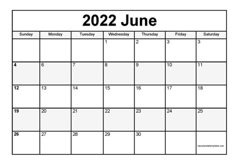 June 2022 Calendar Printable Riset