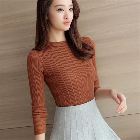 2017 women s slim sweaters female work ol fashion solid color sweaters womens autumn and wintetr