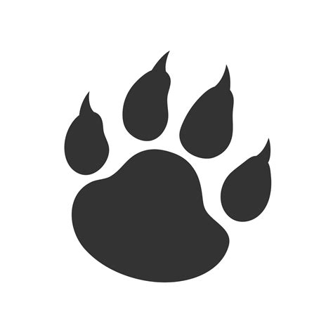 Tiger Paw Black Footprint Stylized Vector Illustration Cat Paw