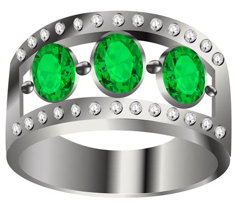 Silver Ring With Green Diamond Png Image Purepng Free Transparent