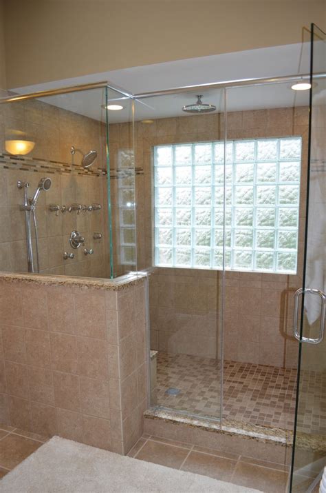 Walk In Shower Tile Glass Door Glass Block Window Bathroom Remodel Shower Shower Remodel