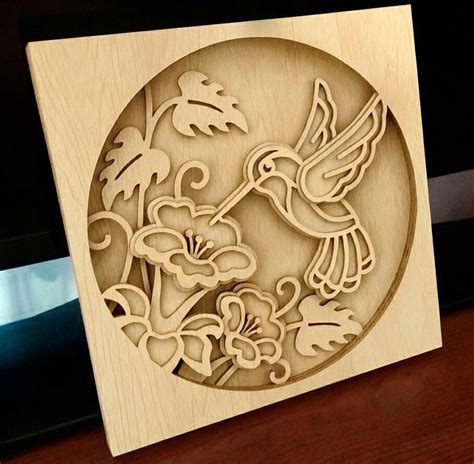 Laser Cut Hummingbird Layered Wood Art Free Cdr File Free Download