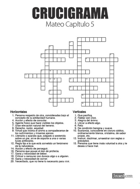 Crucigrama Bíblico Mateo Capítulo 5 In 2020 Crossword Crossword Puzzle