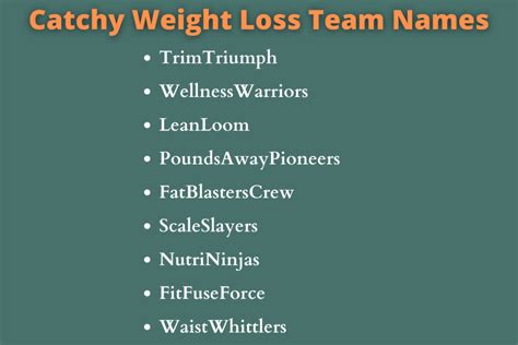 750 Weight Loss Team Names Ideas To Get Inspired