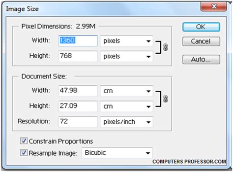 Explain About Image Size And Its Resolution Computers Professor
