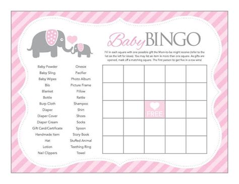 One of the most important aspects of a baby shower party is the making of baby shower invitations. Instant Download Pink Elephant Baby Shower Bingo Cards for ...