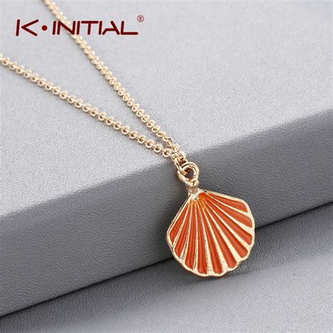 Kinitial Fashion Ocean Sea Shell Pendant Necklace Charm Gold Mermaid
