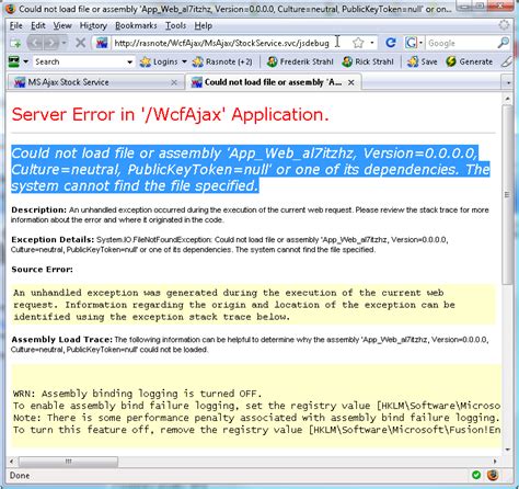 Wcf Rest Services And Could No Load File Or Assembly Error Rick Strahl S Web Log