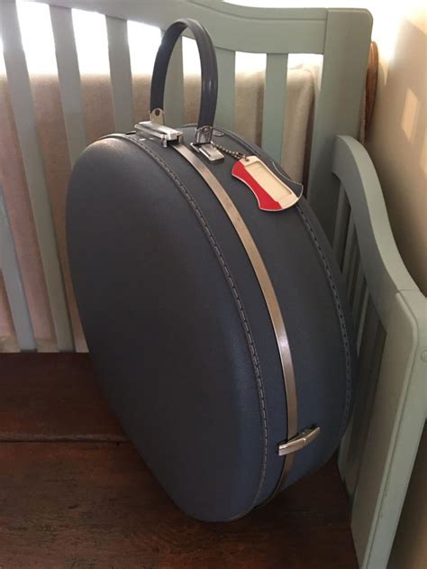 Vintage American Tourister Tiara 20 Round Blue Suitcase Circa 1960s