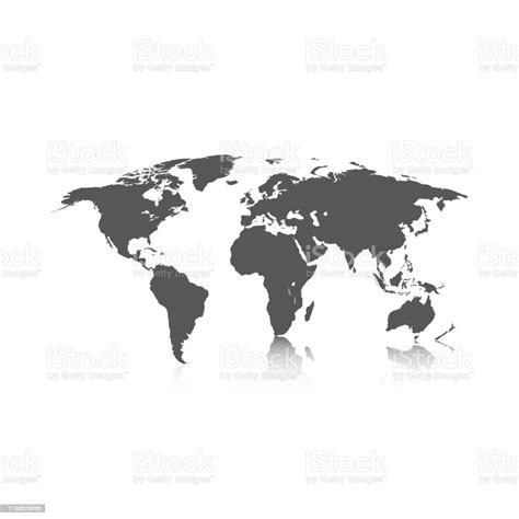 Map Of The Earth With Reflection Simple Style Stock Illustration