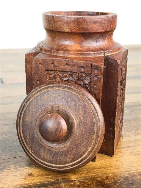 Vintage Carved Wooden Container With Removable Lid Wood Etsy In 2021