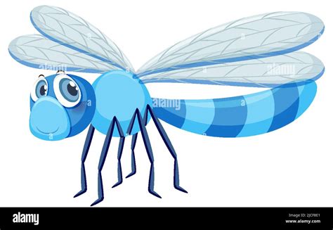Cute Dragonfly Isolated On White Background Illustration Stock Vector