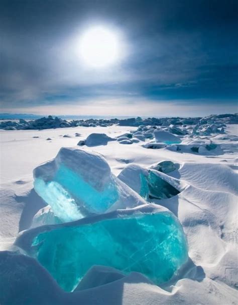 The Turquoise Ice Of Lake Baikal Russia Via Homegardenlist Winter