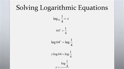 Solving Logarithmic Equations Youtube