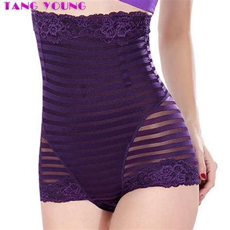 seamless sexy high waist tummy control body shaper briefs female slimming pants knickers trimmer