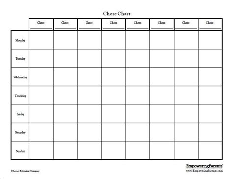 Blank Chore Chart Pdf Chore Chart Template Free