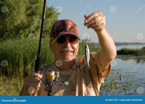 Happy Senior Fisherman Stock Photo Image Of Hobby Catch 6841726