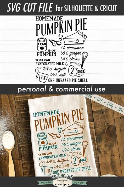 Pumpkin Pie Recipe Fall SVG DXF Files 310491 SVGs Design