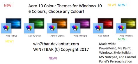 Aero 10 Colour Themes For Windows 10 By Win7tbar On Deviantart