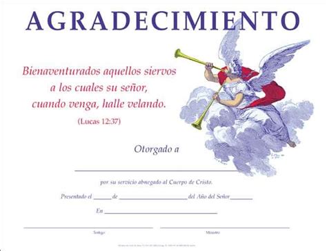 Certificado De Agradecimiento Grace Vision Publishers Diplomas De