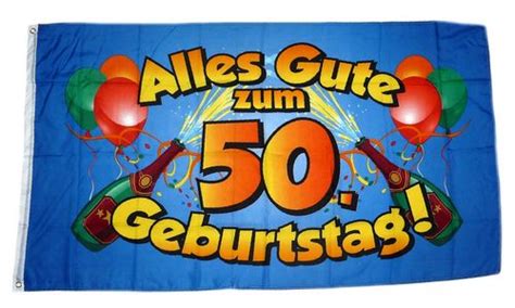 Fahne / Flagge Alles Gute zum 50. Geburtstag blau | Feste ...