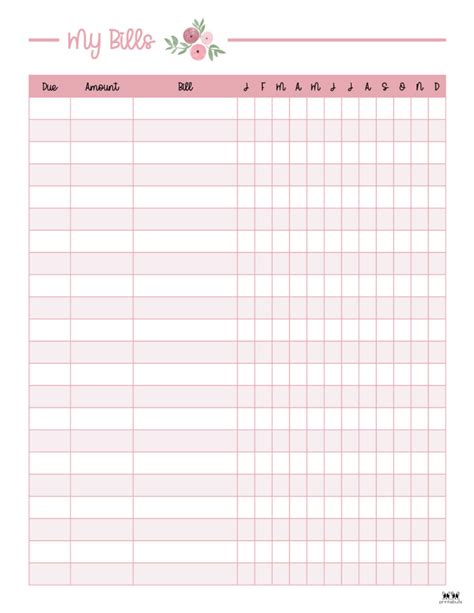Free Printable Bill Tracker Printable Form Templates And Letter