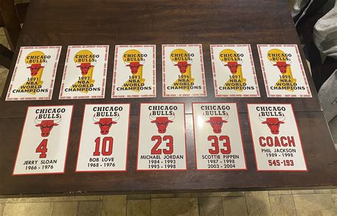 3 Sizes Chicago Bulls Nba Championship And Retired Decal Banner Set