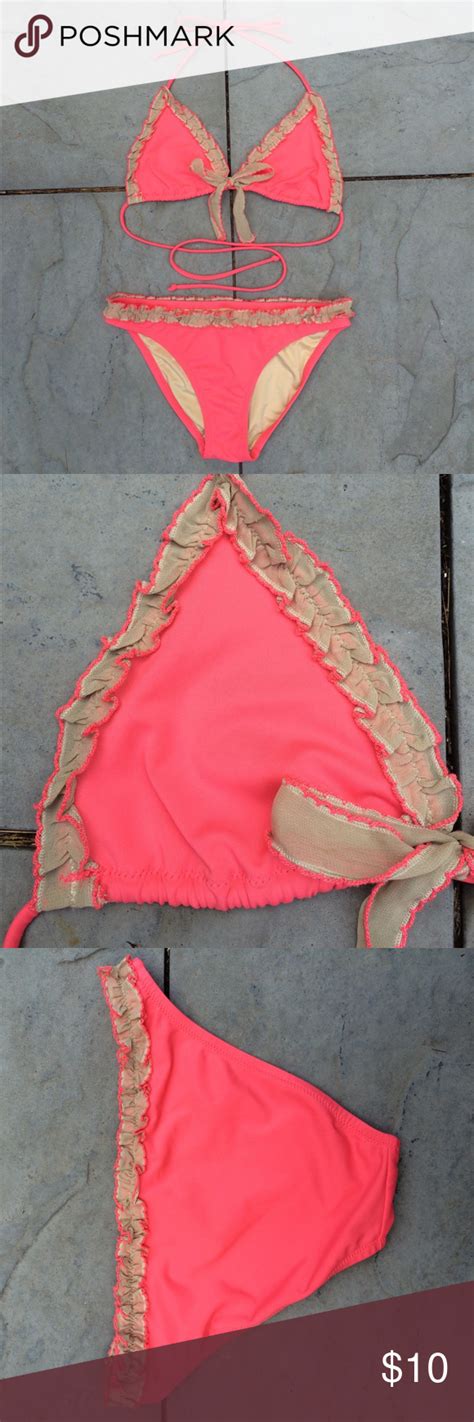 New Victoria S Secret Ruffle Bikini Pink Triangle Bikini Bikinis My Xxx Hot Girl