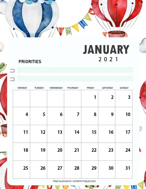 Free Printable January 2021 Calendar In Pdf For Everyone