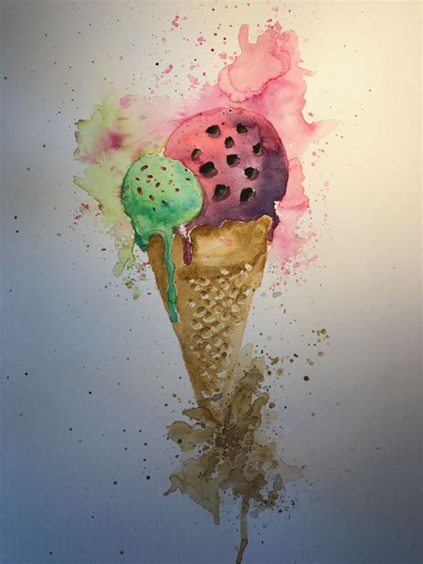 Eis, Ice, A3, Aquarell, Sketch, Zeichnung | Aquarell, Zeichnung