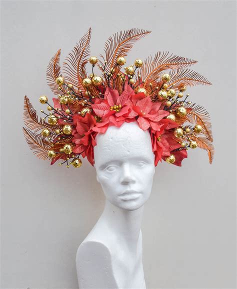 christmas headband masquerade carnival flower crown headdress etsy floral headdress