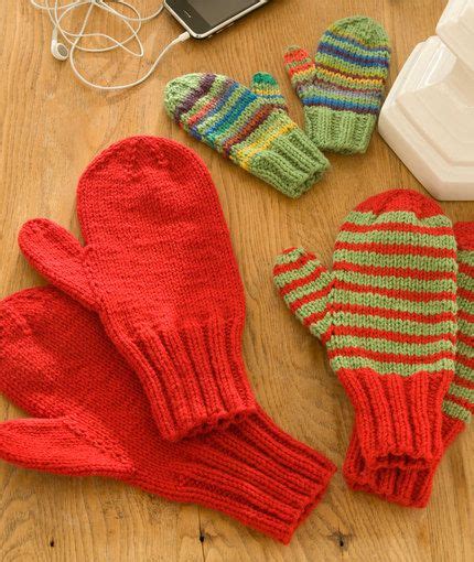 Mittens For All Knitting Pattern Red Heart Knitted Mittens Pattern