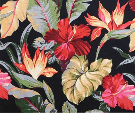 Upholstery Fabric Tropical Floral Hawaii Hibiscus Monstera