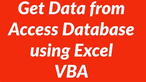 Get Data From Access Database Using Excel Vba Youtube